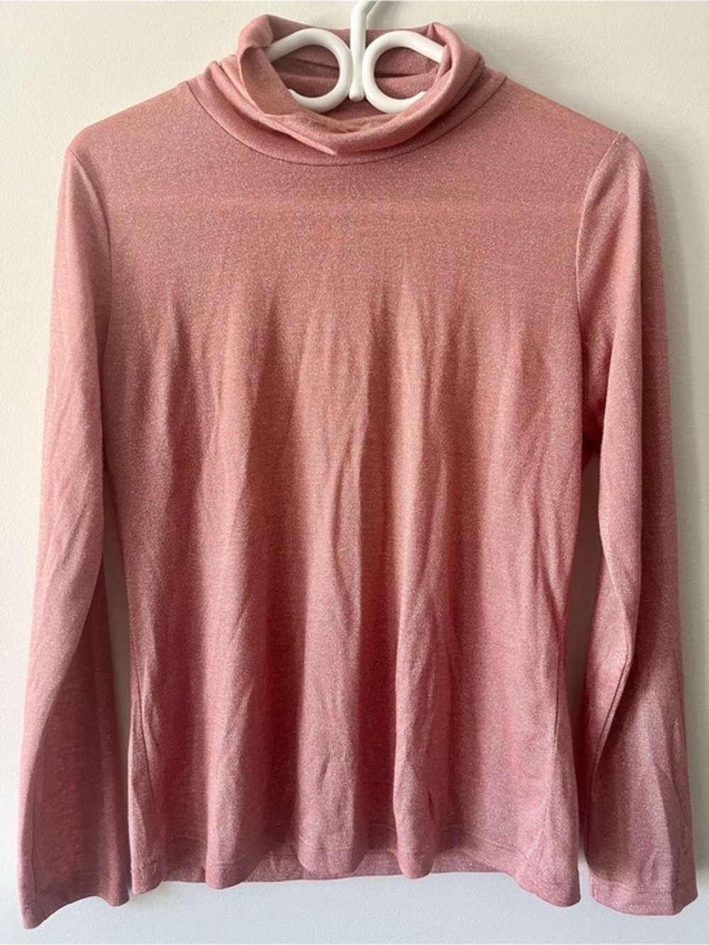 St. Emile Metallic Pink Turtleneck Top